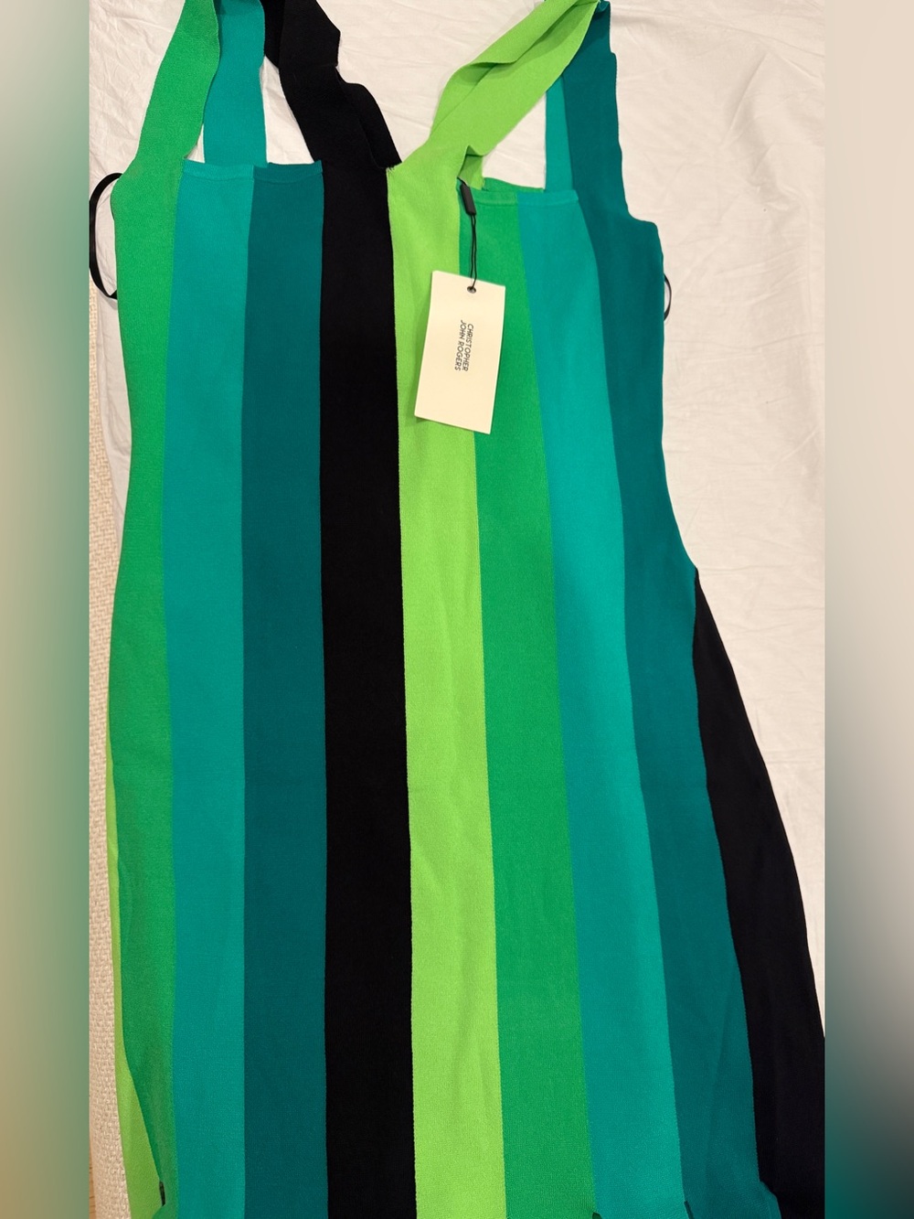 Striped Green Fringe dress - Picture 5 of 11